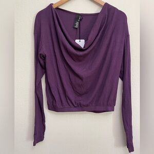 Bobi Los Angeles Long Sleeve Cowl Neck Top in Purple size Small New